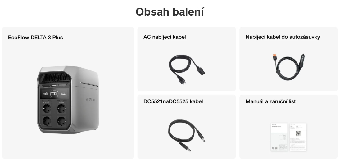 nabijeci stanice ecoflow delta 3 plus obsah baleni